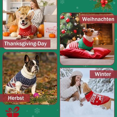 Пуловер для собак на зиму – теплий, м'який, еластичний, для дрібних та великих порід, для такс, французьких бульдогів, XS-XXL, для повсякденного використання та на Новий рік (зелений, смугастий)