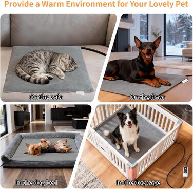 Електричний нагрівальний килимок BECEMURU для котів та собак 45x40 см з регулюванням температури та таймером