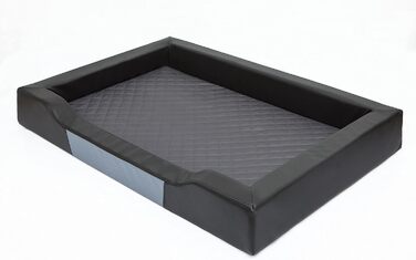 Крісло-лежанка для собак XL, 93x62 см, чорний Eco-шкіра, з м'яким матрацом