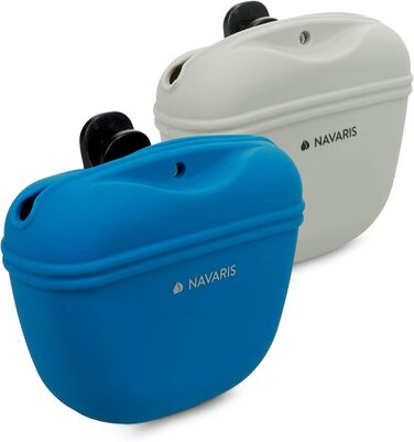 Набір з 2 силіконових мішечків для корму Navaris - 2 шт. для ласощів, сухого та вологого корму для собак, сірий & темно-синій