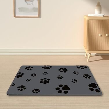 Килимок для годування собак, вбираючий, не залишає плям, швидко сохне, водонепроникний, 30 x 50 см, темно-сірий