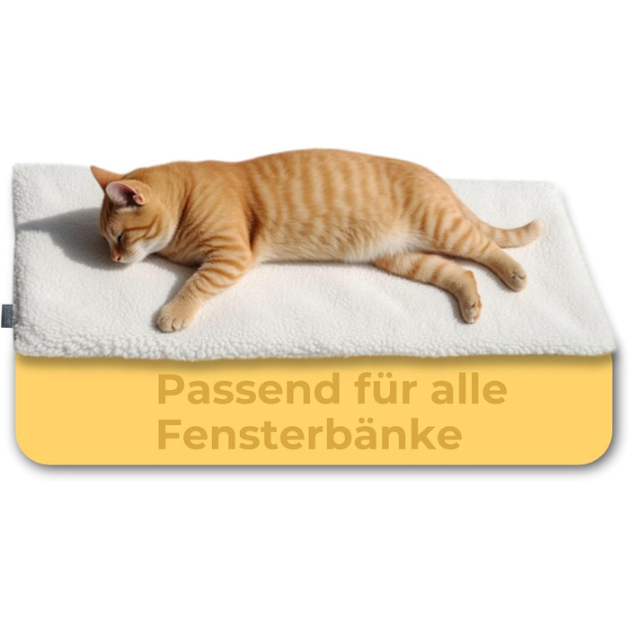 PiuPet Клітка-ліжко для котів на підвіконня 90x25 см | Нековзне ліжко для котів на підвіконня | М'яка, самонагріваюча ковдра для котів | Бежевий