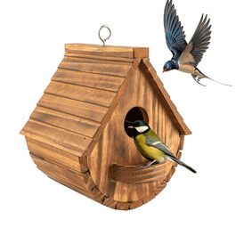 Будинок для птахів з сосни, підвісний, для садових птахів, стійкий до погодних умов, ідеальне житло для синиць, шпаків та інших диких птахів