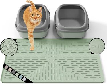 Килимок для котячого туалету OHMO, 80x60 см, преміум-силікон, великий, вологостійкий, без BPA, легко миється, світло-зелений