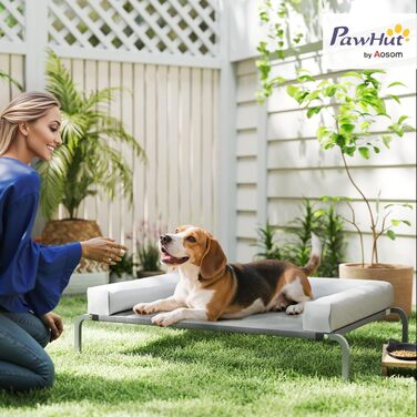 Кіжуче ліжко PawHut з охолодженням, підняте ліжко для собак, портативне, з дихаючої сітки, сталевий каркас, 90x65x30 см, світло-сіре