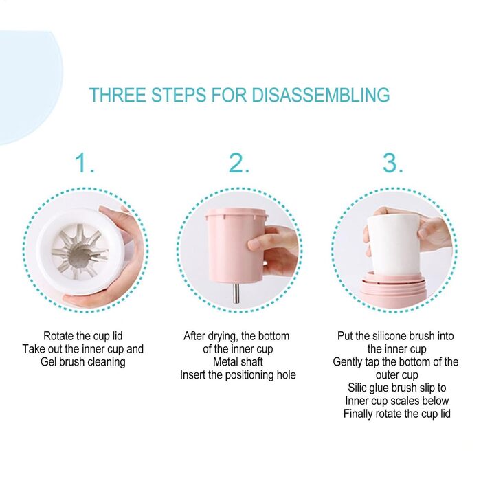 Автоматичний очисник лап для собак: миска для лап, силікон, для чутливої шкіри, портативна, 360° обертання, для маленьких собак та котів, рожевий