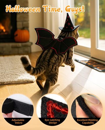 Костюм на Хелловін для собак: крила кажана, аксесуар для вечірки, одяг для цуценят, собак різних розмірів, кумедний косплей (один розмір)