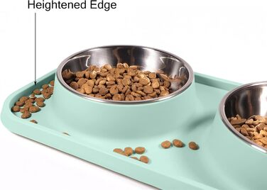 Миски для котів L.D.Dog: неслизькі, з нержавіючої сталі, з силіконовим килимком, виймаються, для корму та води (Аквамарин)