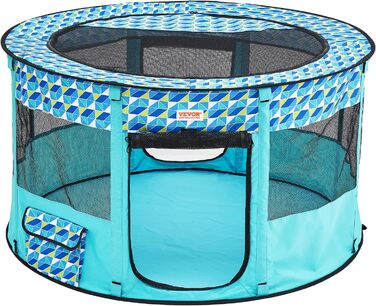 Вольєр для цуценят VEVOR розкладний, 812 x 609 x 558 мм, з мискою, 600D Oxford, для собак та інших тварин, блакитний