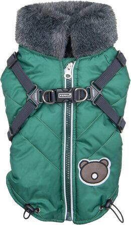 Пувер Puppia Isolde: теплий зимовий светр з коміром-стійкою та блискавкою для собак, з інтегрованим повідком, зелений, розмір M