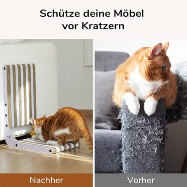 Котячий когтетоп FUKUMARU L-подібний, 68 см, з візерунком смуг, міцний, з іграшкою, для стіни та кута, великий (середній)