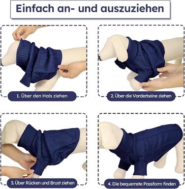 Теплий в'язаний пуловер для собак Queenmore, середній розмір, колір індиго (M)