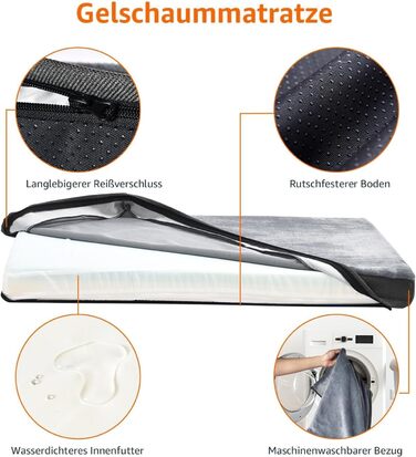 Ліжко для собак і котів Amazon Basics XL з ефектом пам'яті, охолоджуючим гелем та знімним чохлом, сіре, 104x74x10 см