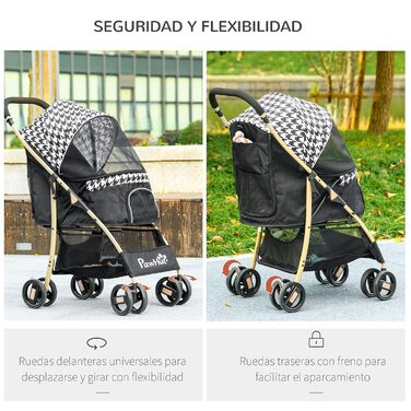 Візок для собак PawHut, розкладний, чорний, 80x44,5x97 см