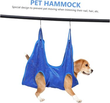 Гамак для грумінгу собак з машинкою для грумінгу та кусачками для нігтів. Практичний та безпечний гамак для догляду за домашніми тваринами. Колір: блакитний