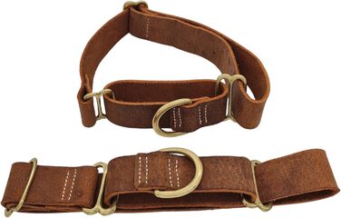 Шкіряний нашийник BlazingPaws Martingale для великих собак XL-XXL, 3,8 см, регульований, у стилі used-look, світло-коричневий