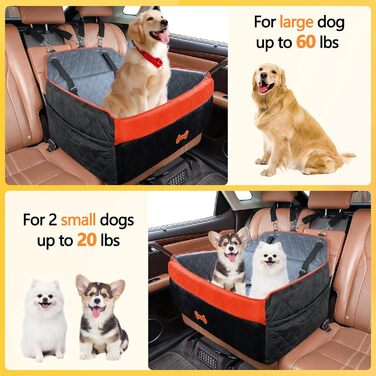 Автокрісло для собак PetsHome - чорне, для середніх та великих собак, знімний, з Memory Foam, з кишенями та ременями безпеки