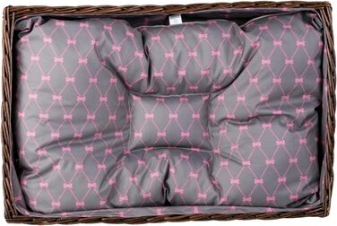 Корзина для собак та котів з плетеної лози, лежанка, 80x50 см, коричнево-сіра