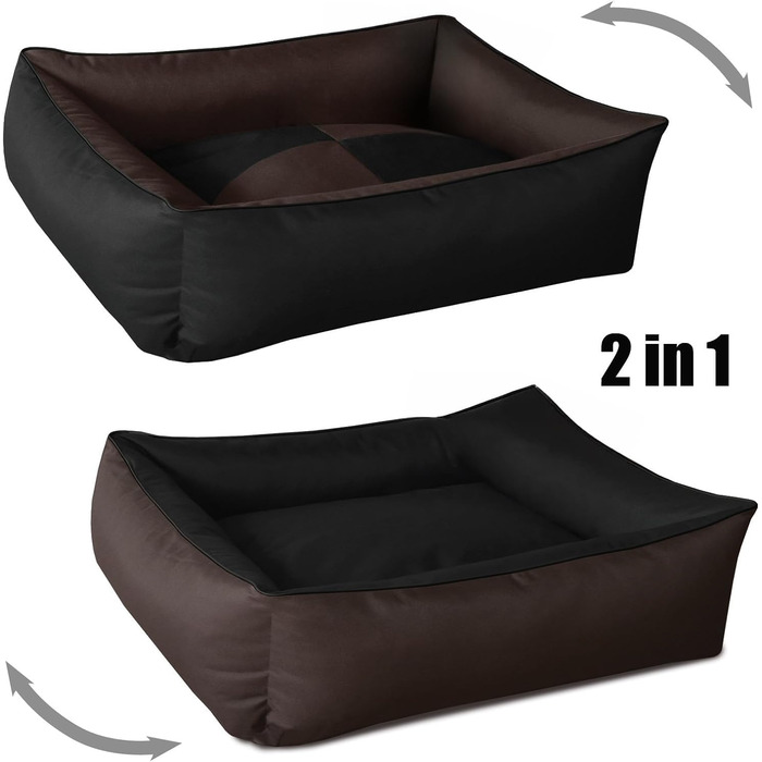 Ліжко для собак BedDog MAX Quattro 2в1 XL, коричнево-чорне, з бортиками, зносостійка Кордура, для дому та вулиці, знімний чохол, миючеся