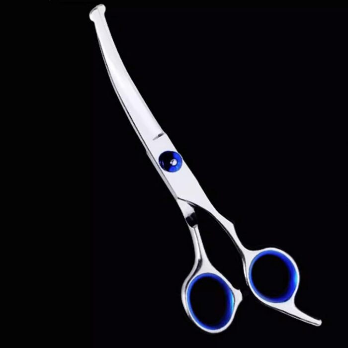 Набір ножиць для грумінгу собак та котів: прямі та зігнуті, з нержавіючої сталі (Blue)