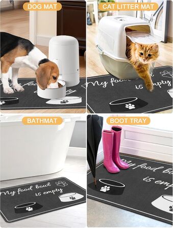 Нековзна килимок-підкладка під миску для собак та котів, сірий, 30 x 50 см