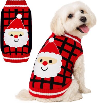 Теплий святковий пуловер для собак з отвором для повідка, класичний, в клітинку, для котів та собак, зимовий, теплий, в'язаний, бренд BAEJMJK