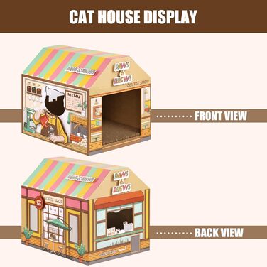 Будиночок для котів SEKAM з картону з котячою м'ятою, 41.8 x 30.5 x 33 см, іграшка-будиночок для котів, котяче дряпання, іграшка для дня народження, укриття для кроликів та дрібних тварин (Café)