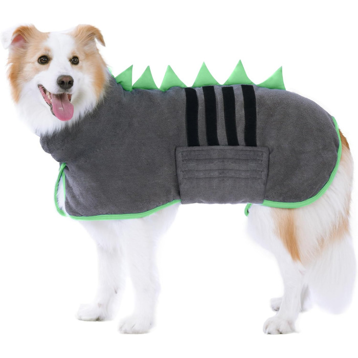 Рушник для собак з мікрофібри, швидко сохне, регульований, надзвичайно поглинаючий, для середніх та великих собак, легко одягається, (сіро-зелений, M)