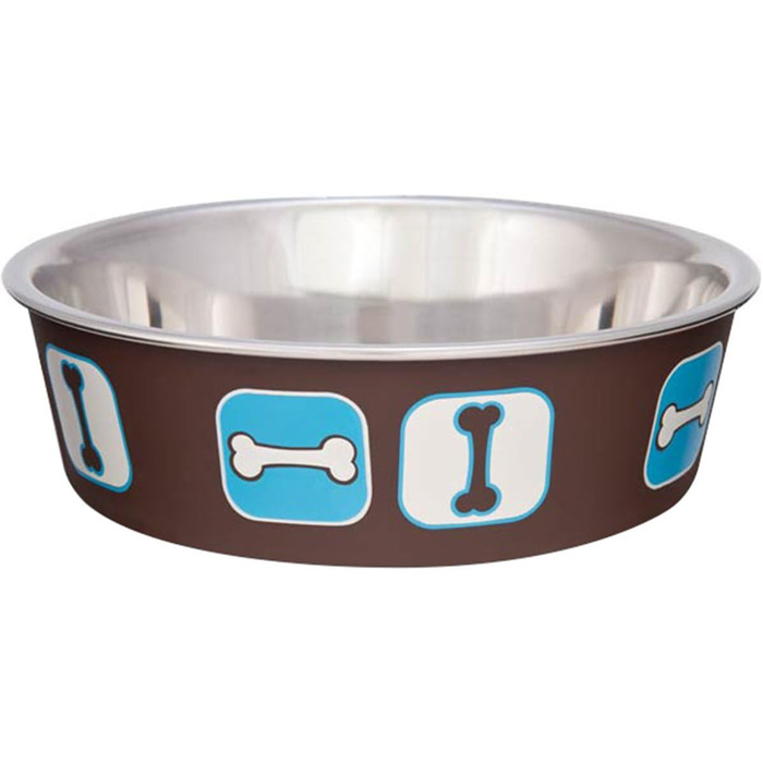 Миска для собак Loving Pets Bella Bowls, нержавіюча сталь, велика, L (350 мл), коричнева/блакитна
