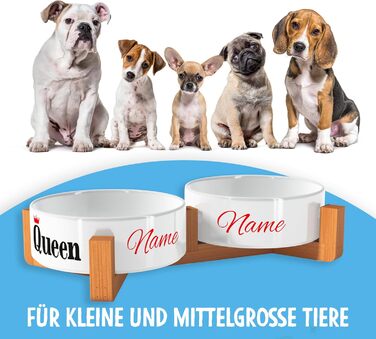 Персоналізована миска для собак OWLBOOK з іменем: керамічна миска з бамбуковим підставкою, 300 мл