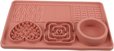 Килимок для собак та котів з силікону з присосками, анти-слизький, для повільного годування, рожевий, великий