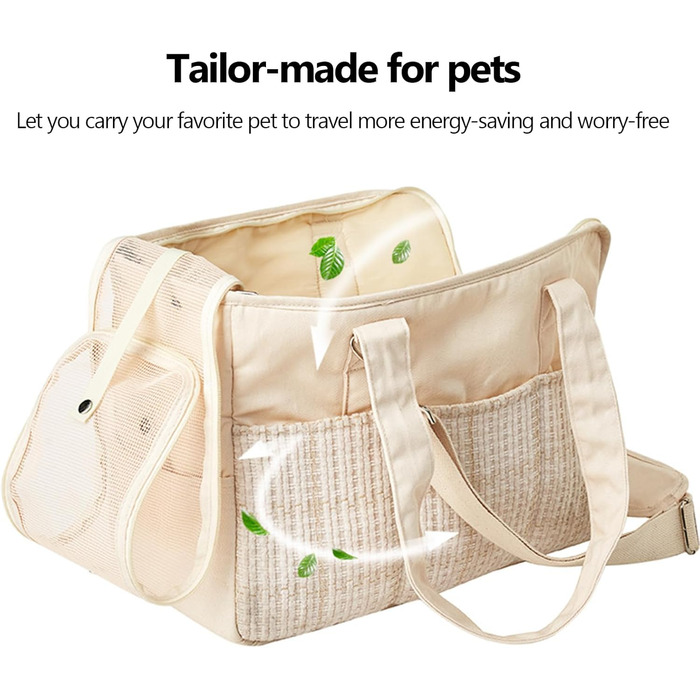 Сумка-переноска для собак та котів, складана, бавовняна, бежева
