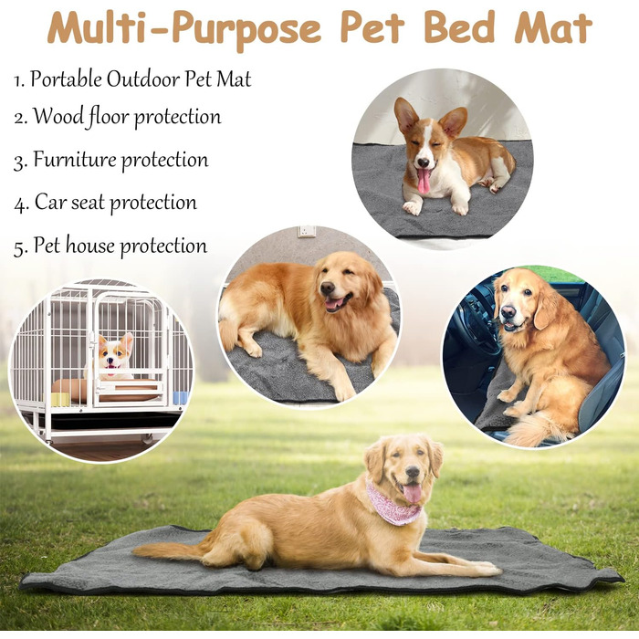 Водонепроникний килимок для собак та котів 100x70 см (Чорний) - М'який, зносостійкий, для подорожей, миється