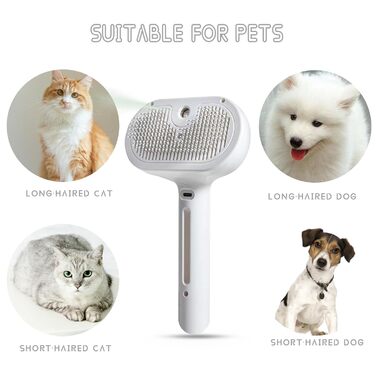 3 в 1 Парова щітка для котів та собак - видалення шерсті, зволоження, боротьба з випаданням. Підходить для довгої та короткої шерсті.