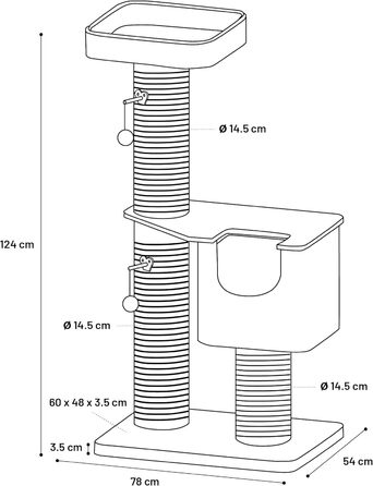 Дряпка для котів Flamingo – Колір: фіолетовий, сірий – 78 x 49,5 x 121 см