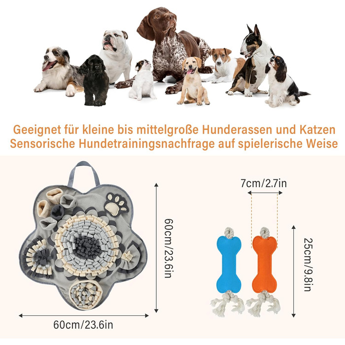 Килимок для носа собак Schnüffelteppich Grey 60*60: інтелектуальна іграшка-килимок для собак