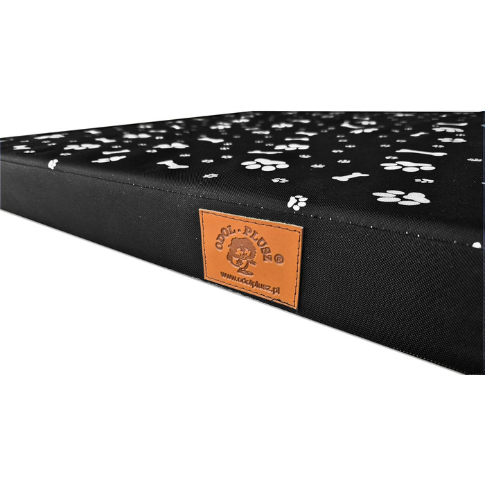 Ортопедичне собаче ліжко Odolplusz для великих собак | М'яке собаче ліжко для середніх та великих собак | Собача матрацна подушка знімний чохол | (100x70x7см, Чорний, Мотив кісток)