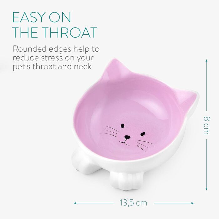 Набір мисок для котів Navaris (2 шт.) - кераміка, неслизькі, для води та корму, можна мити в посудомийній машині (фіолетовий)