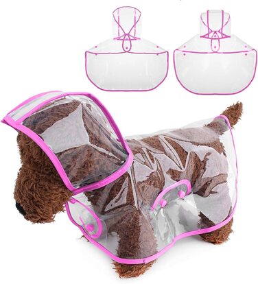 Дощовик для собак PETCUTE, водонепроникний, з капюшоном, PVC, дихаючий, для середніх та великих собак, рожевий