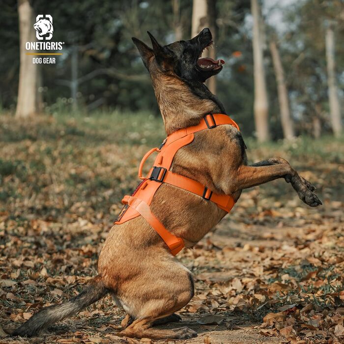 Нагрудник для собак OneTigris T-Bone тактичний, еластичний, з 2 ручками, анти-вислизання, регульований, для полювання, прогулянок, тренувань, активного відпочинку (зелений, M)