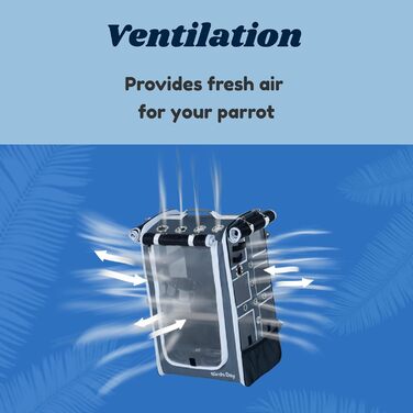 Пташиний рюкзак-переноска Birds Day для папуг, великий (L), з 2 жердочками та годівницею, нержавіюча сталь, темно-оливковий зелений