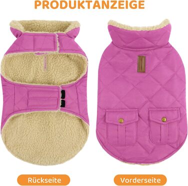 Зимовий теплий верхній одяг для собак Queenmore: флісова куртка для дрібних порід (Такса, Чихуахуа, Пудель, Бульдог, Бігль), розмір S, рожевий