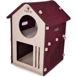 Будиночок для котів XXL Petix Sweet Home 61×40×40 см, бежевий – котяча хатка-ліжко для сну, ігор і схованки, для великих котів, інтер'єрний