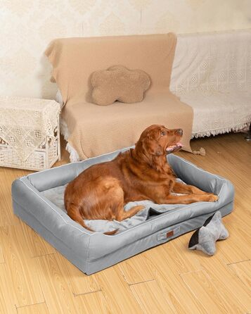 Лягушкове ліжко для собак Raikou з знімним подушкою, м'яке та миється – місце для сну, подушка для собак, собаче ліжко, лежанка для собак – високоякісне ліжко для тварин для вашого вірного компаньйона. (80 * 60 * 7см) (100*80*9см, світло-сірий)