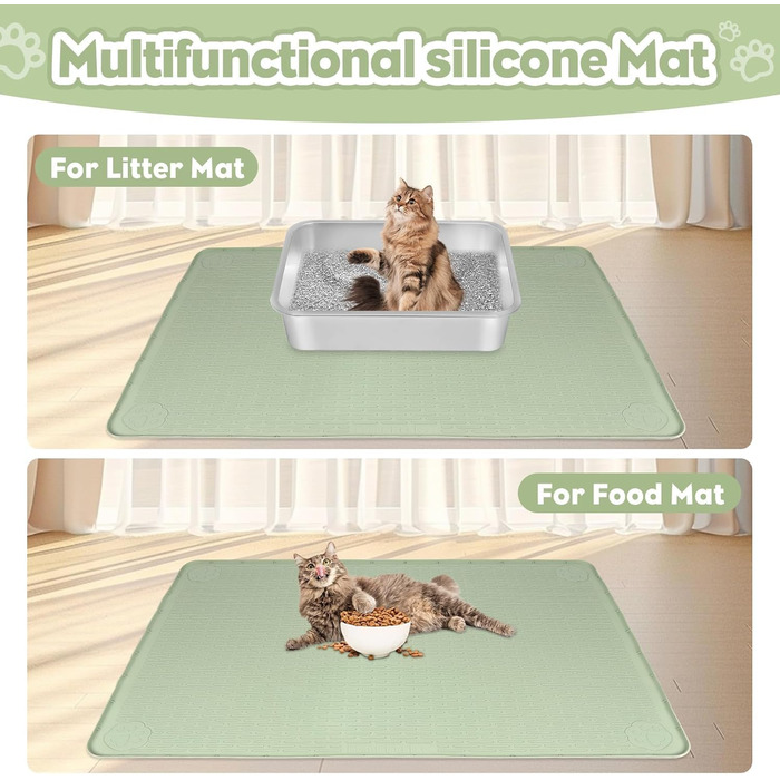 Килимок для котячого туалету Kalolary, великий, силіконовий, зелений (101 x 71 см)