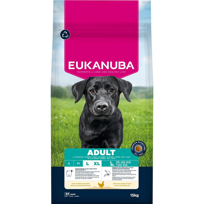 Сухий корм для собак великих порід Eukanuba Adult з куркою, преміум-клас, 15 кг