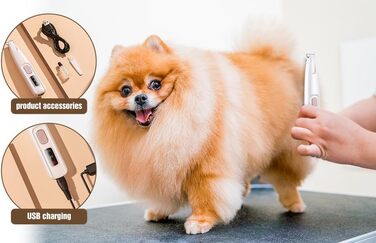 Машинка для стрижки кігтів собак Paw Trim Pro, вологостійка, з LED-підсвічуванням, USB-зарядка, професійна