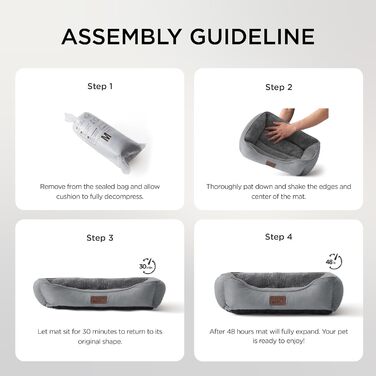 Ліжко для кота BEDSURE, 51x41 см, сіре. Зручне ліжечко для кота та маленьких собак з неслизьким дном та м'яким бортиком. Підходить для дому.