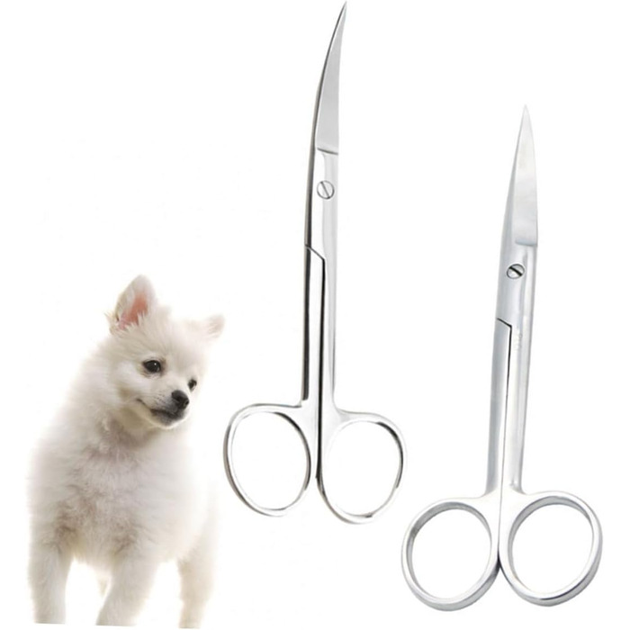 Набір з 2 професійних ножиць для грумінгу домашніх тварин Ipetboom з нержавіючої сталі, круглий ножі, для дому та салону, прямі та зігнуті кінчики