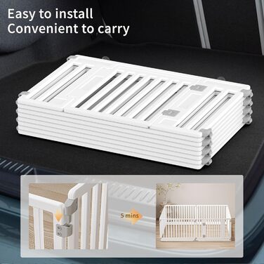 Клітка-вигул для цуценят Gupamiga, розкладна з дверцятами, для дому, на свята, біла (178x178 см), 8 шт.